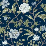 York Designer Series Courtyard Botanical Navy Wallpaper - SKU MX9652