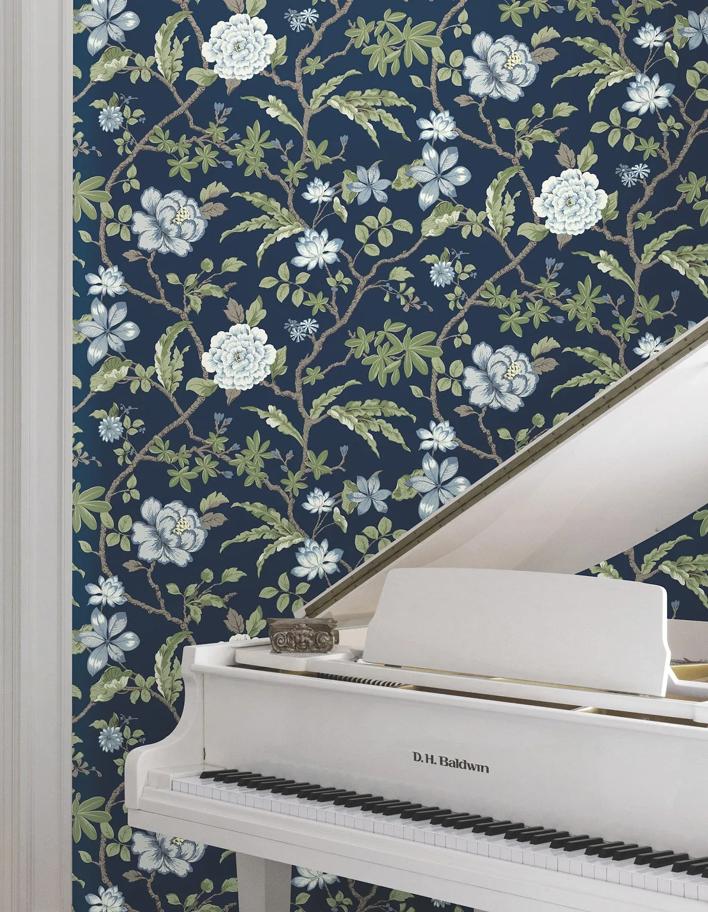 York Designer Series Courtyard Botanical Navy Wallpaper - SKU MX9652