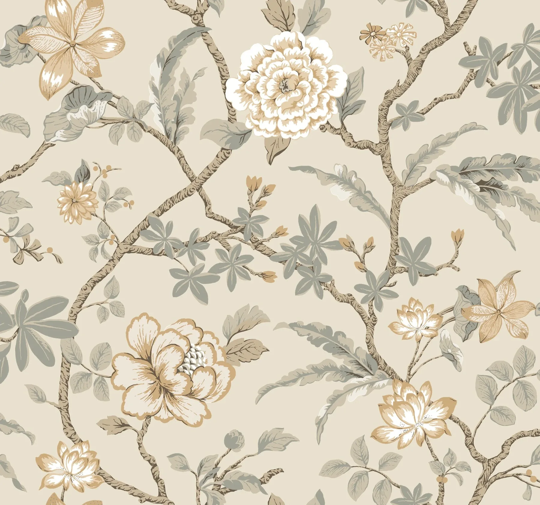 MX9655 | Courtyard Botanical Neutral Wallpaper