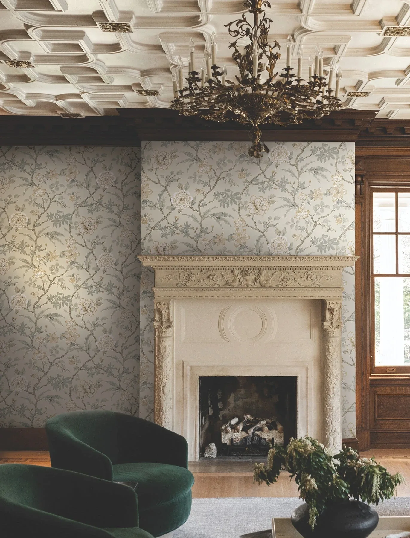 York Designer Series Courtyard Botanical Neutral Wallpaper - SKU MX9655