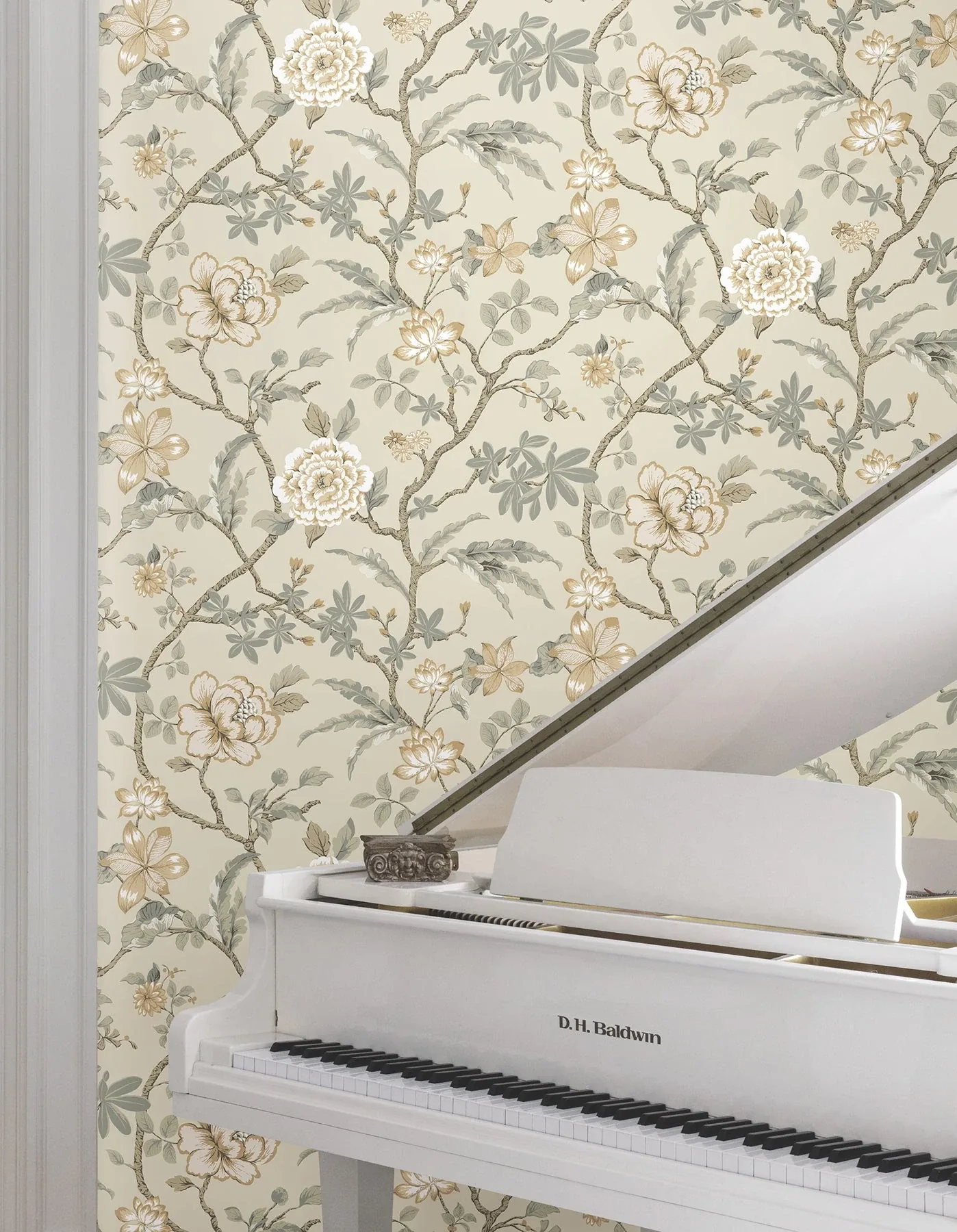 York Designer Series Courtyard Botanical Neutral Wallpaper - SKU MX9655