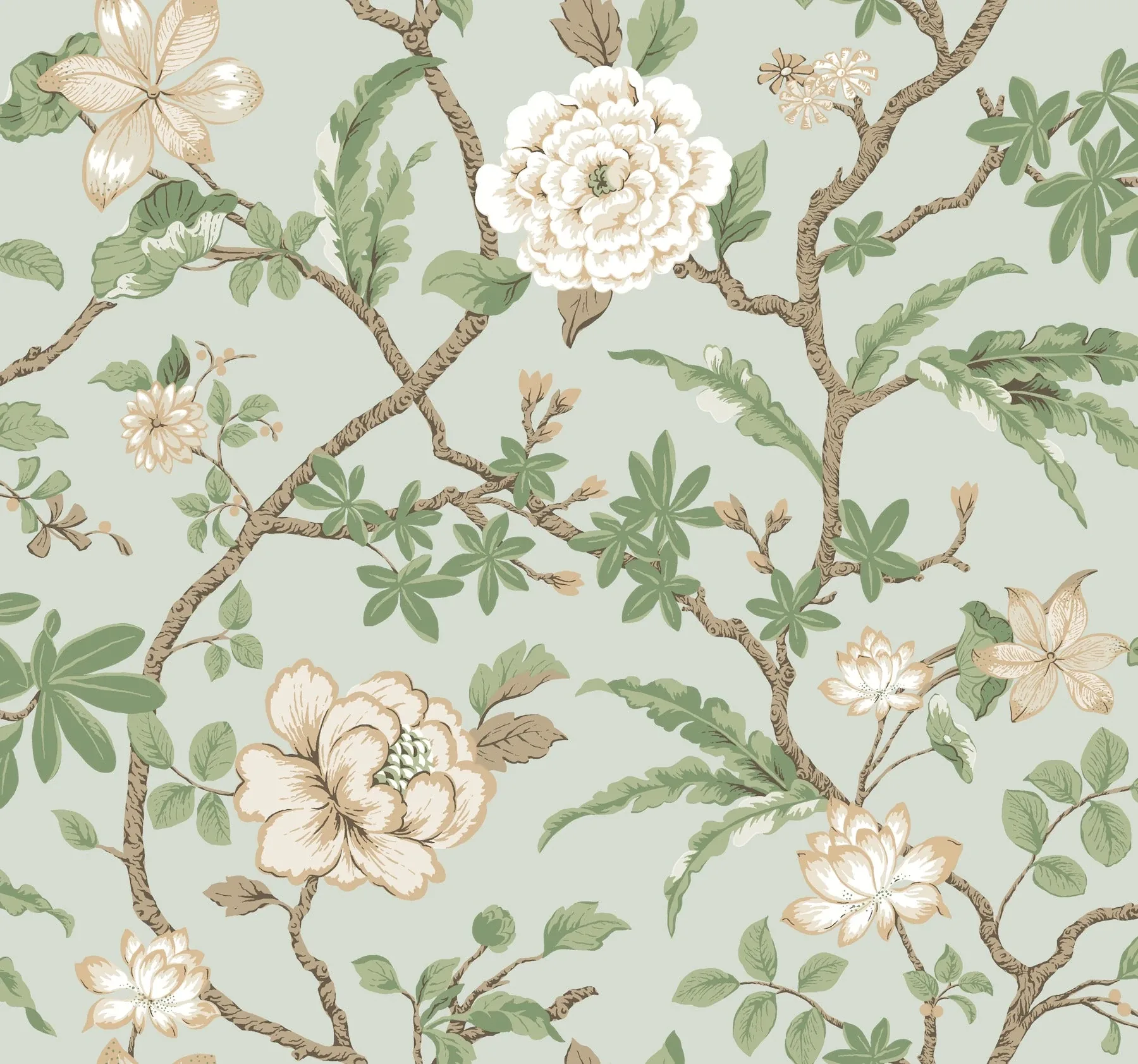 MX9654 | Courtyard Botanical Pale Blue Wallpaper