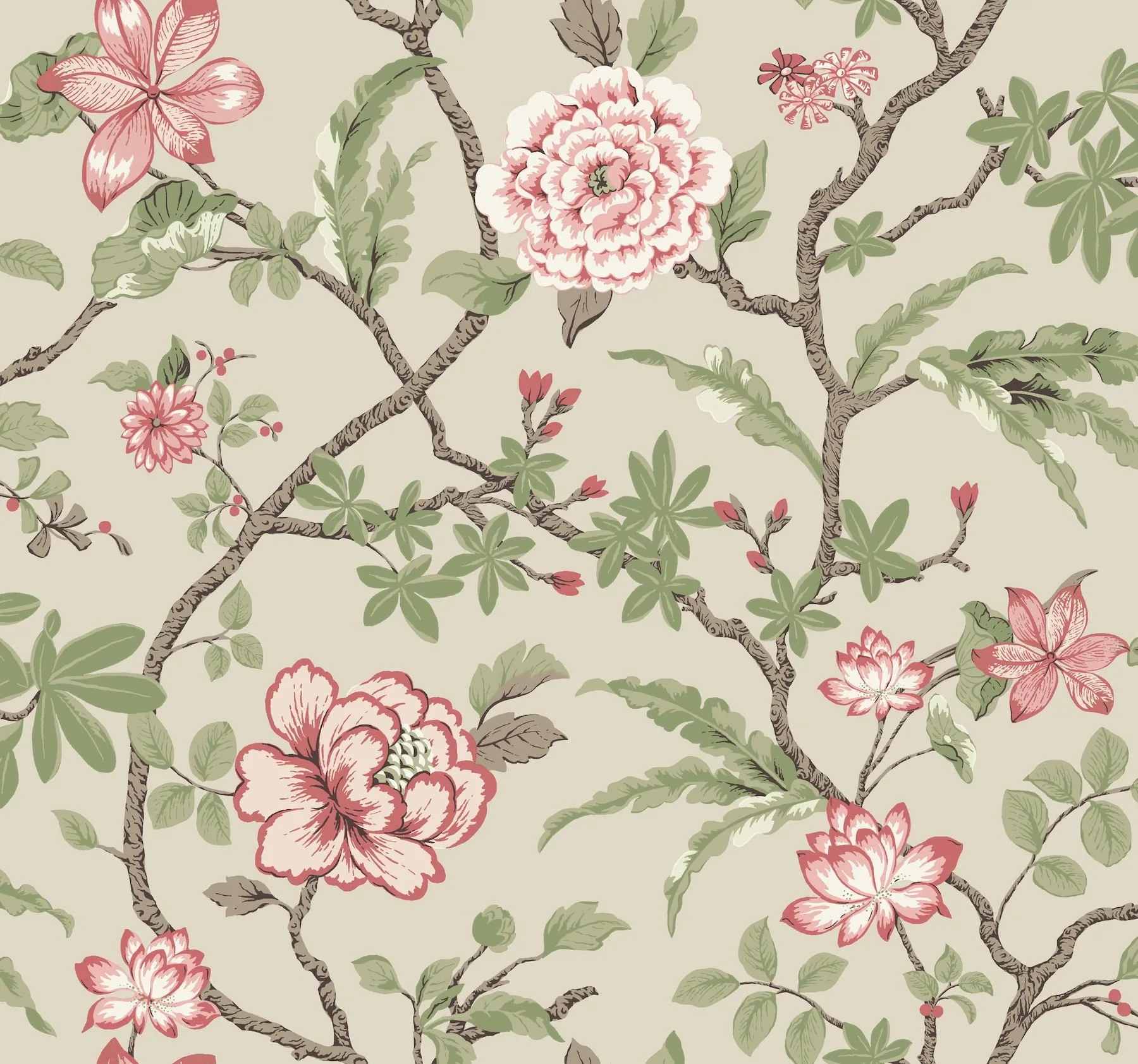 MX9653 | Courtyard Botanical Pink Wallpaper