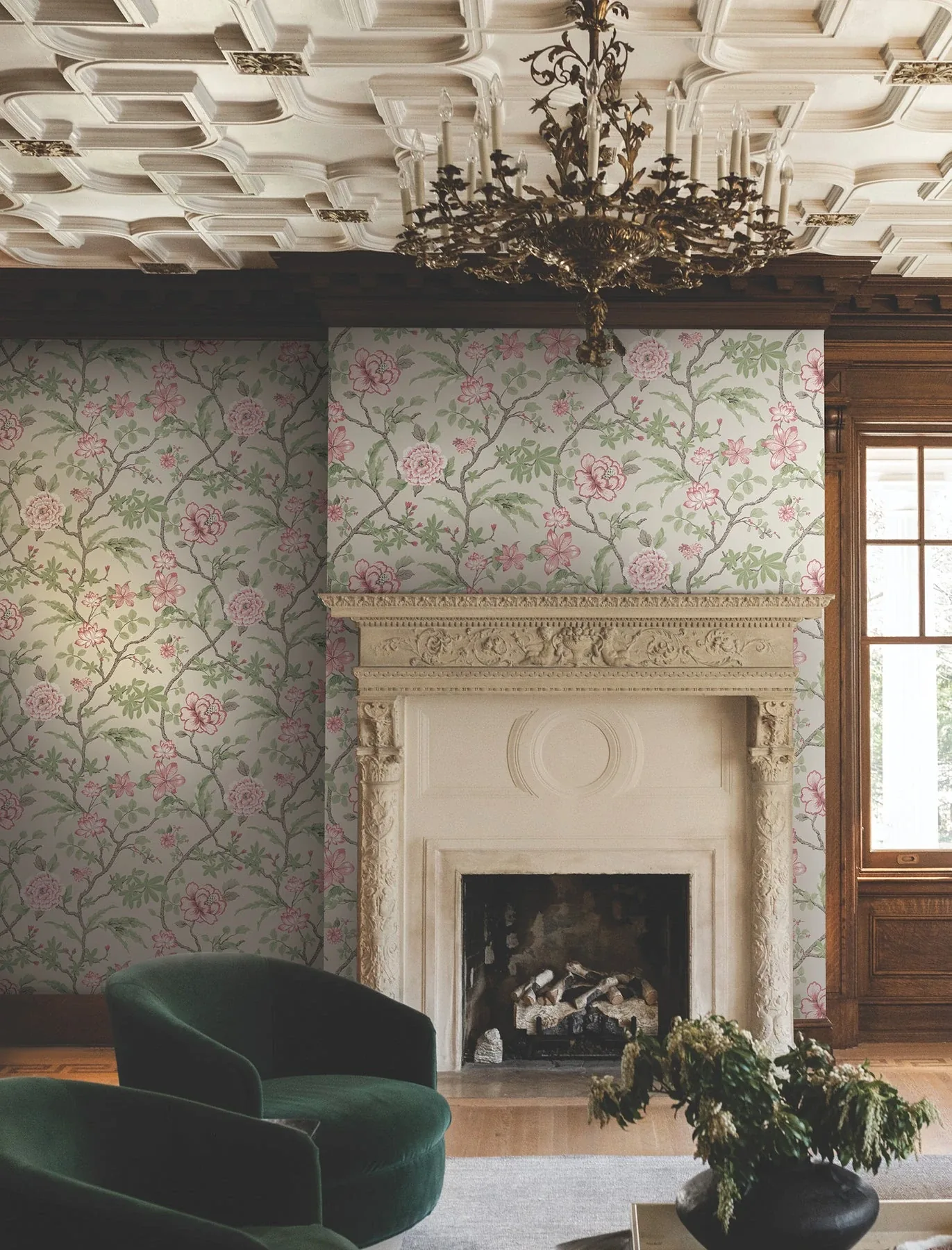 York Designer Series Courtyard Botanical Pink Wallpaper - SKU MX9653