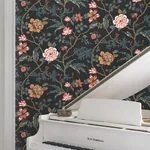 York Designer Series Courtyard Botanical Scarlet Wallpaper - SKU MX9656