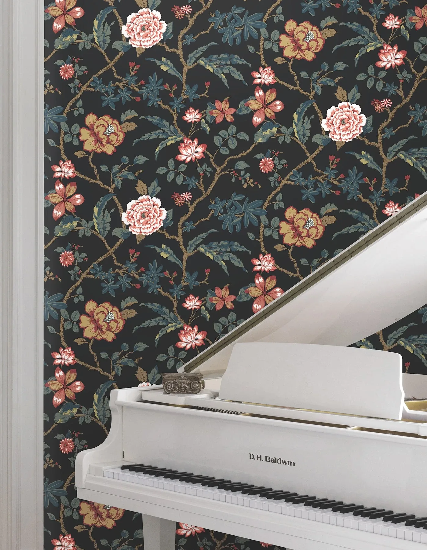 York Designer Series Courtyard Botanical Scarlet Wallpaper - SKU MX9656