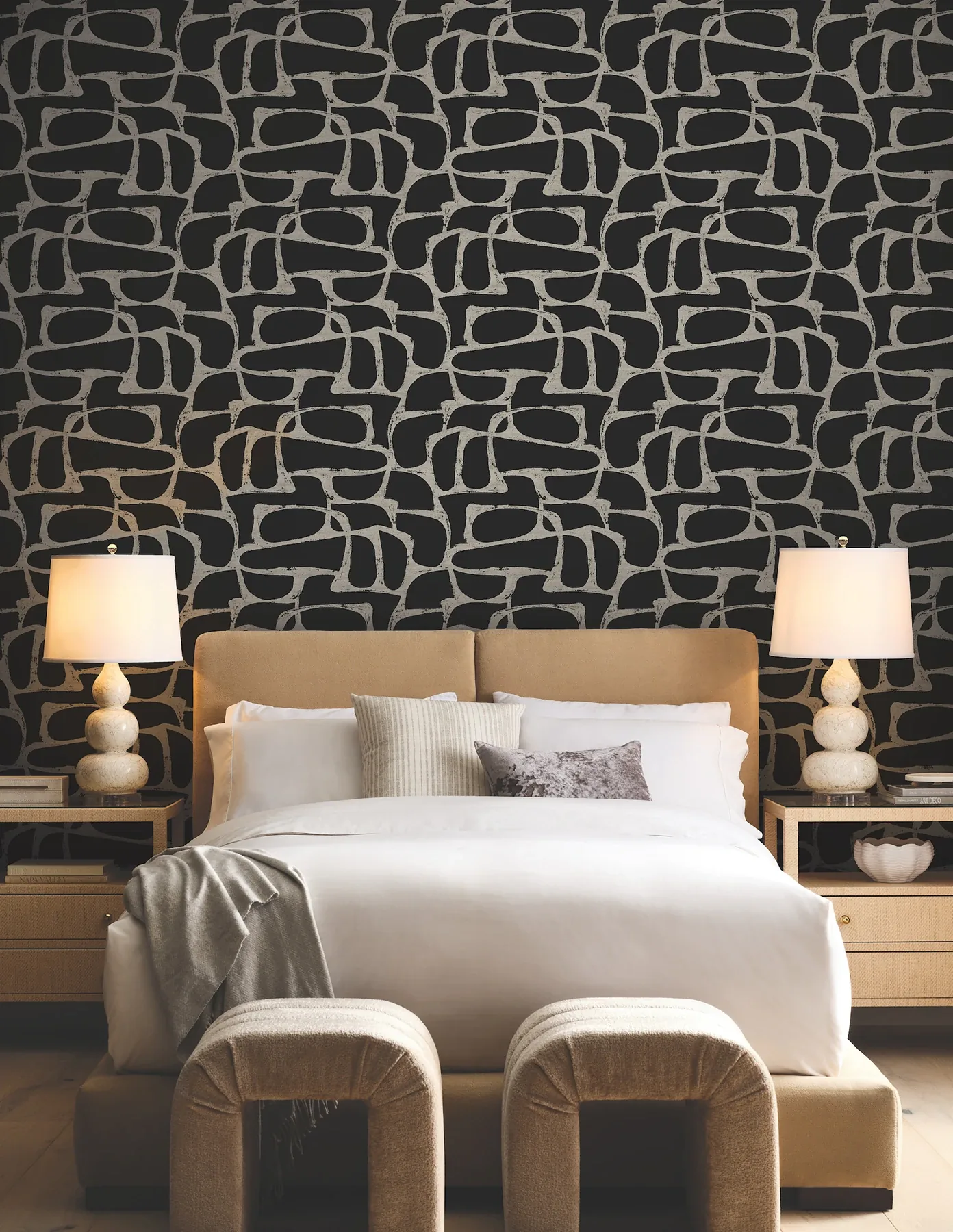 York Designer Series Craftsman Geometric Black Wallpaper - SKU DF3352