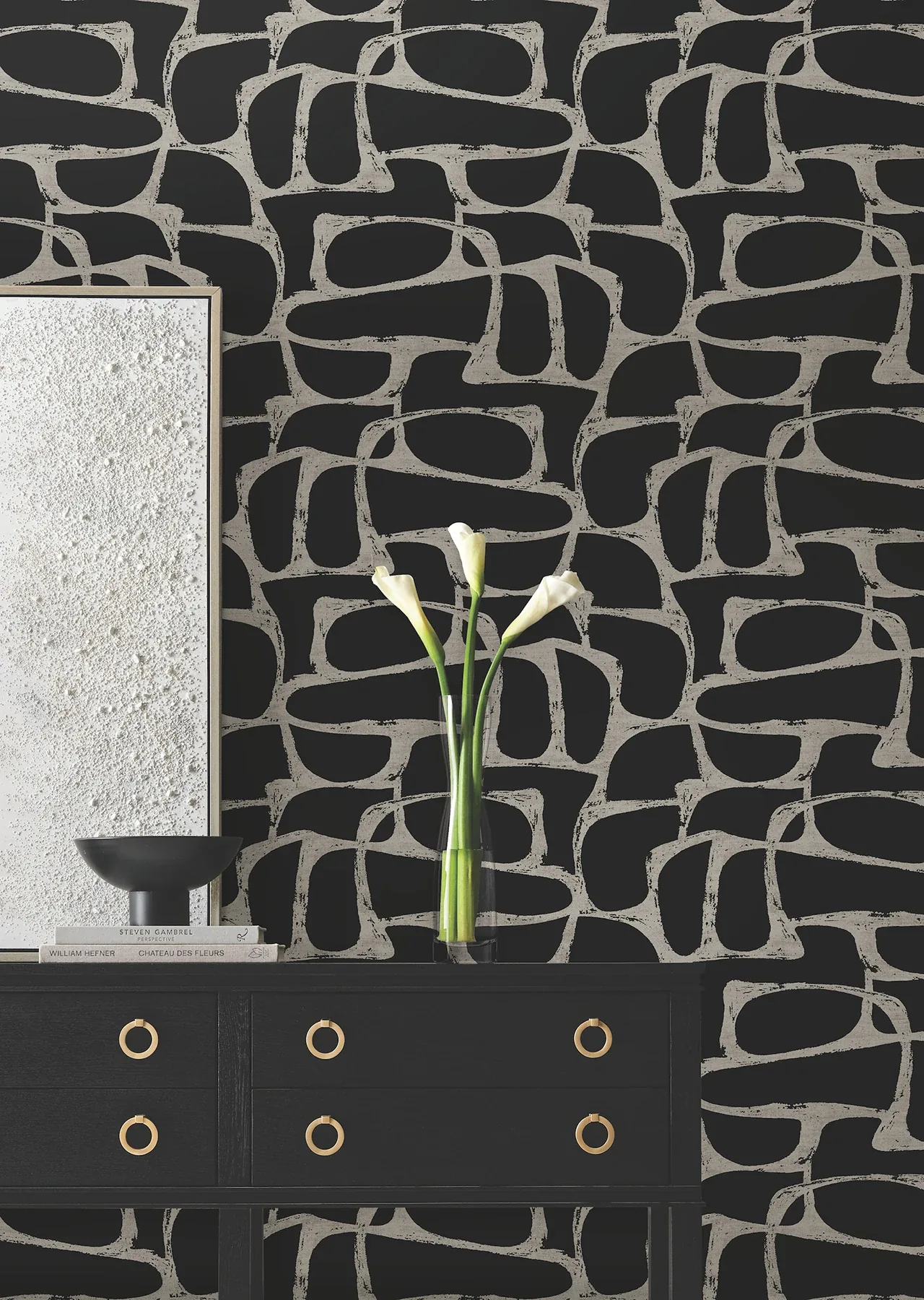 York Designer Series Craftsman Geometric Black Wallpaper - SKU DF3352