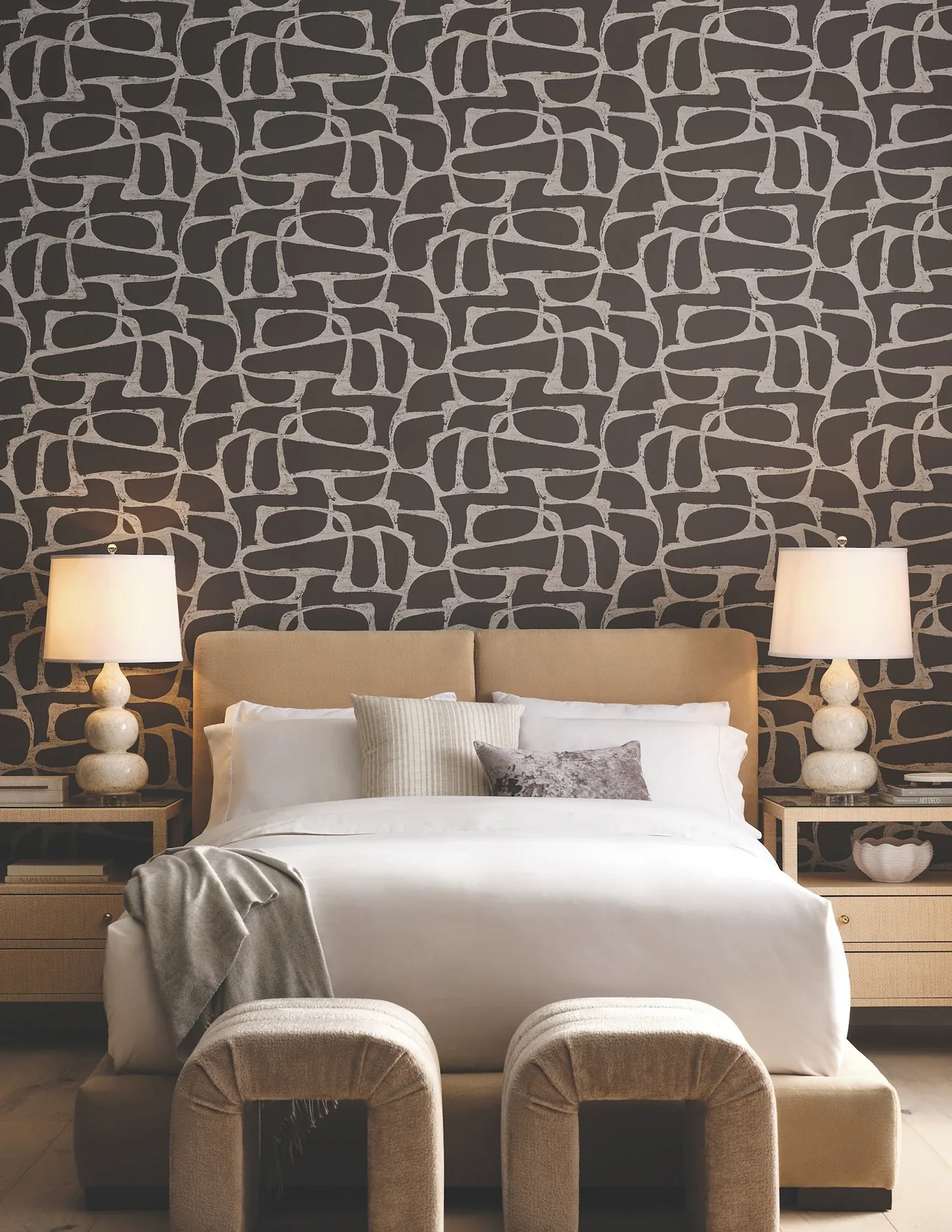 York Designer Series Craftsman Geometric Mocha Wallpaper - SKU DF3355