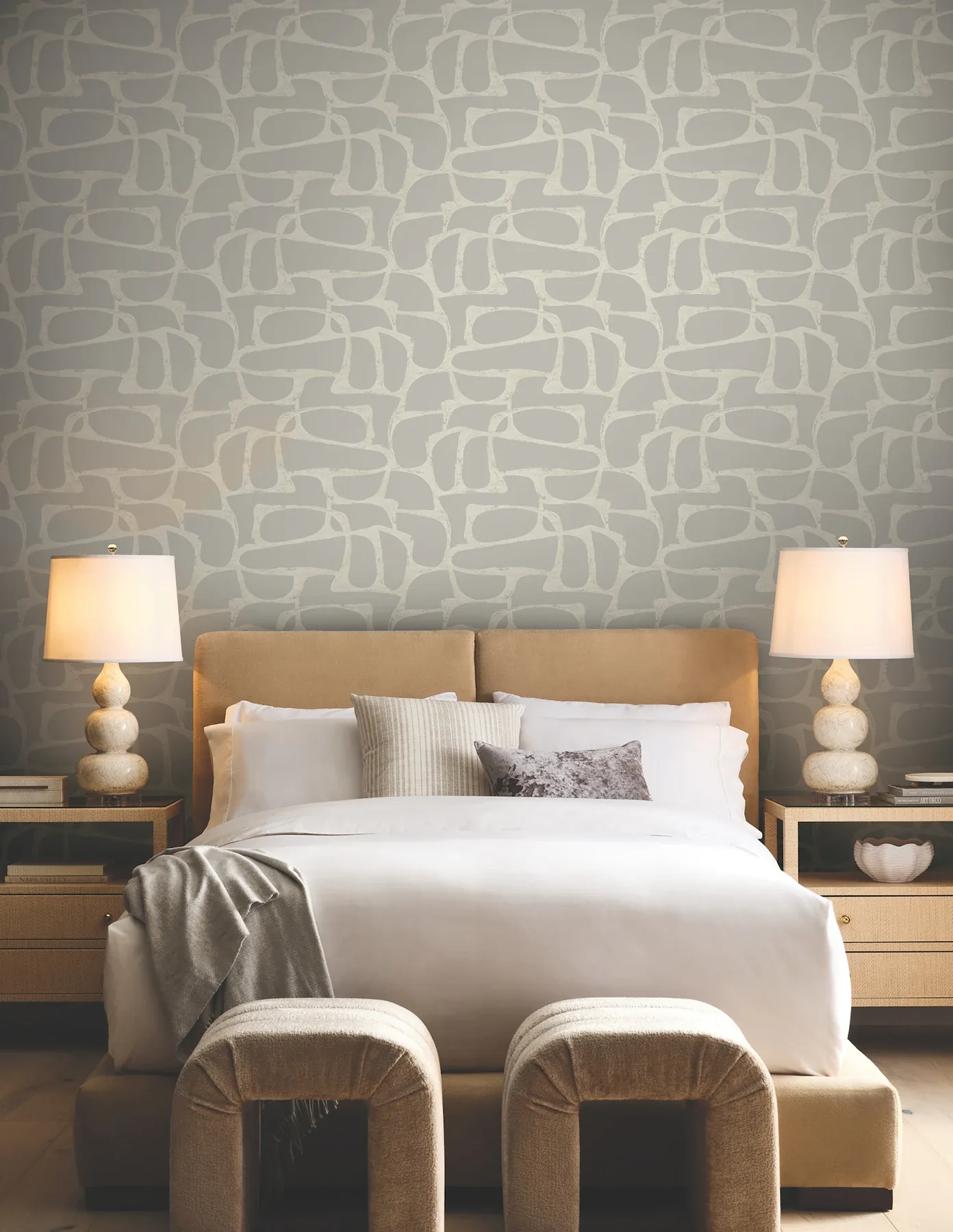 York Designer Series Craftsman Geometric Taupe Wallpaper - SKU DF3354