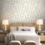 York Designer Series Craftsman Geometric White & Gold Wallpaper - SKU DF3351