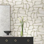York Designer Series Craftsman Geometric White & Gold Wallpaper - SKU DF3351