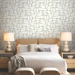 York Designer Series Craftsman Geometric White & Silver Wallpaper - SKU DF3356