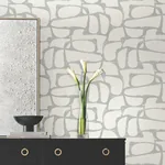 York Designer Series Craftsman Geometric White & Silver Wallpaper - SKU DF3356