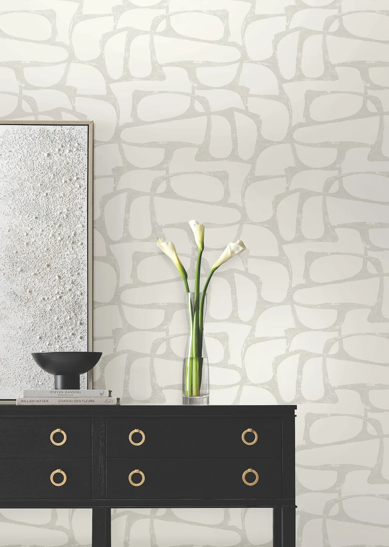 York Designer Series Craftsman Geometric White & Soft Grey Wallpaper - SKU DF3353