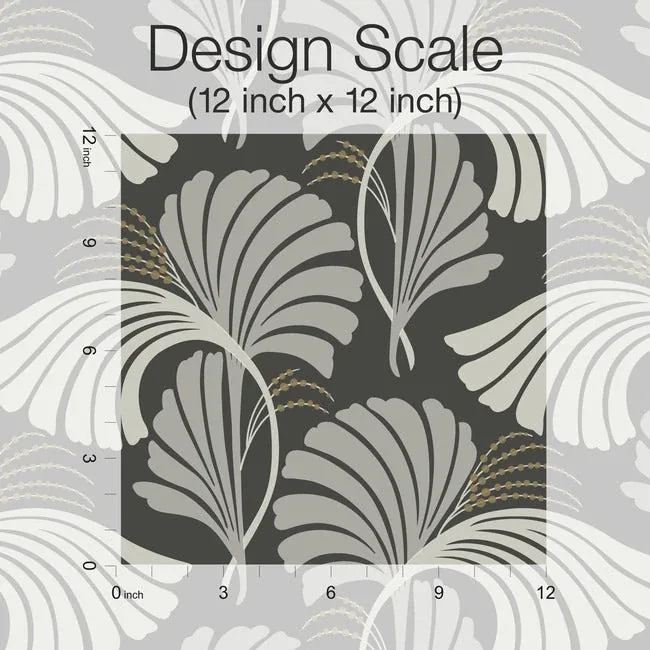 York Designer Series Dancing Leaves Black Wallpaper - SKU DT5134