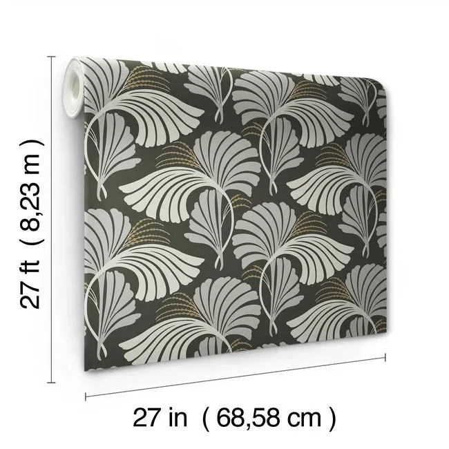 York Designer Series Dancing Leaves Black Wallpaper - SKU DT5134
