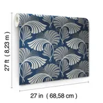 York Designer Series Dancing Leaves Navy Wallpaper - SKU DT5133