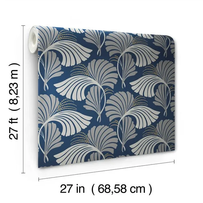 York Designer Series Dancing Leaves Navy Wallpaper - SKU DT5133