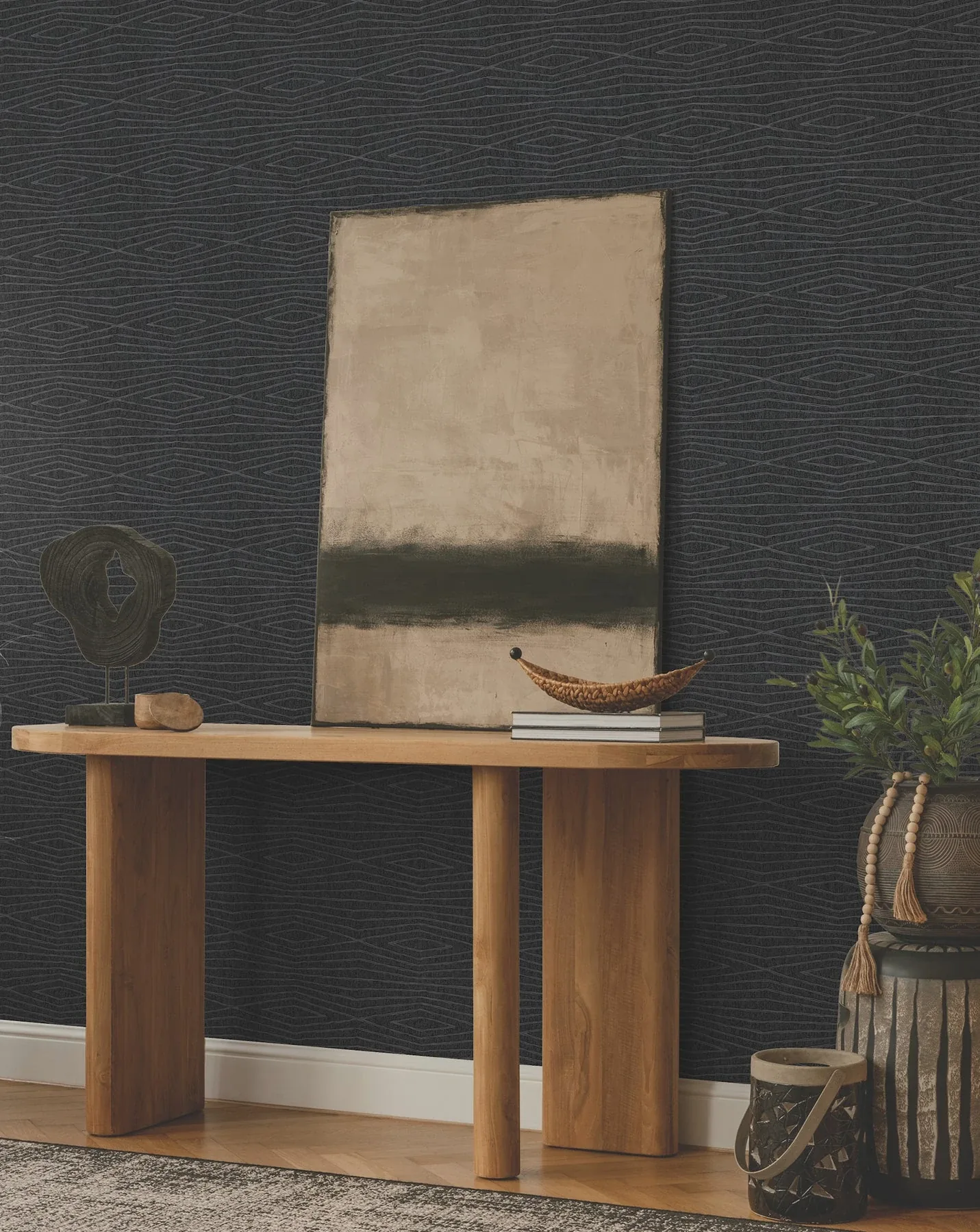 York Designer Series Daystone Black Wallpaper - SKU ZA8013