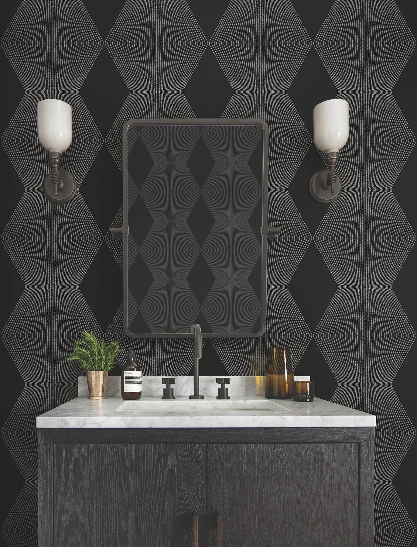 York Designer Series Diamond Legacy Black Wallpaper - SKU MX9631
