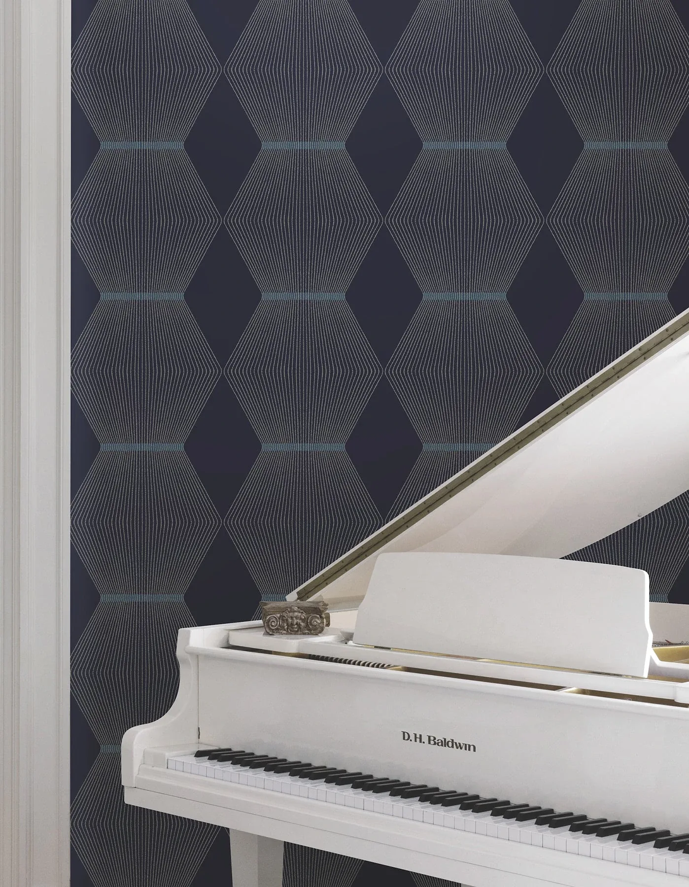 York Designer Series Diamond Legacy Navy Wallpaper - SKU MX9635