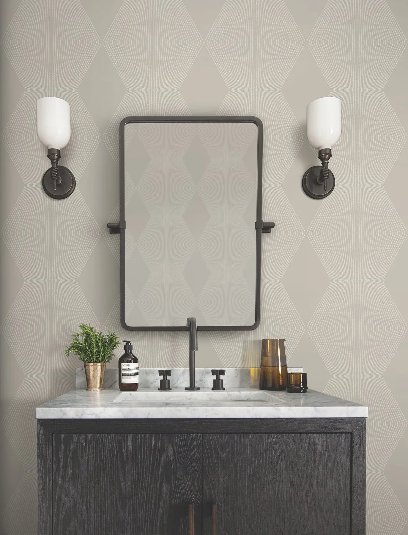 York Designer Series Diamond Legacy Taupe Wallpaper - SKU MX9632