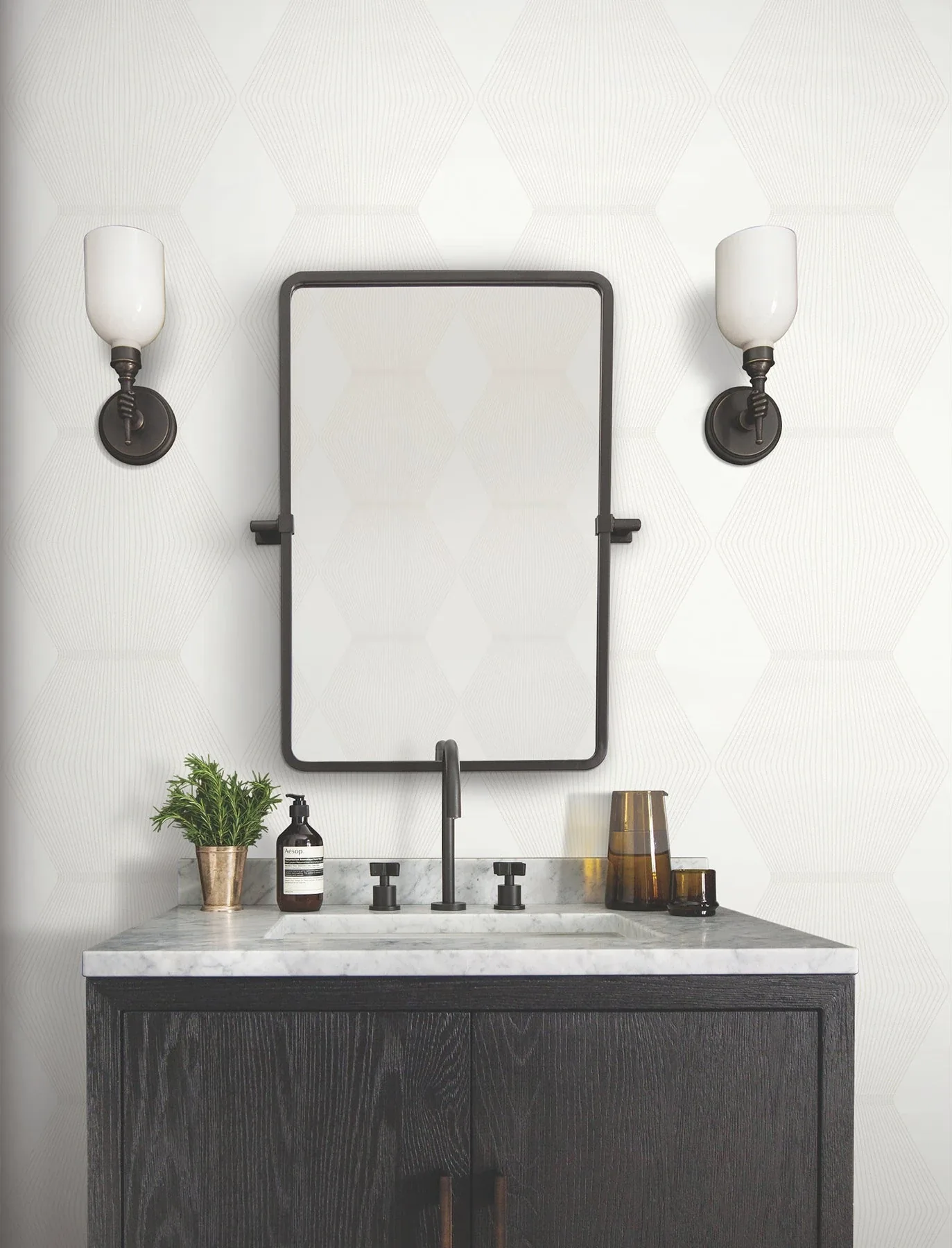 York Designer Series Diamond Legacy White Wallpaper - SKU MX9634