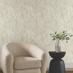 York Designer Series Dicot Beige Leaf Wallpaper - SKU NT6144
