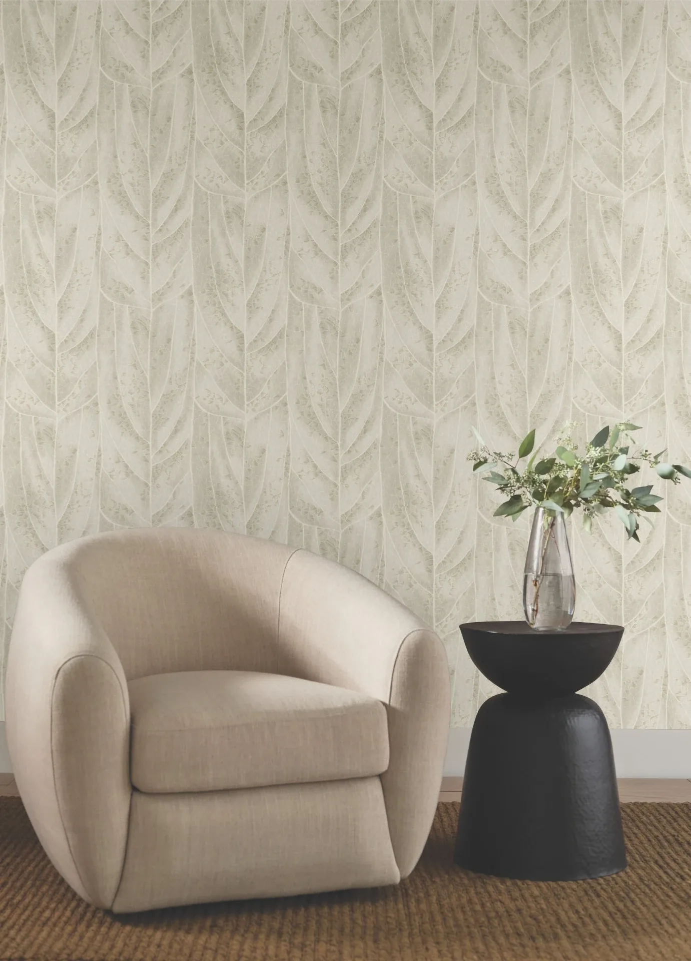York Designer Series Dicot Beige Leaf Wallpaper - SKU NT6144
