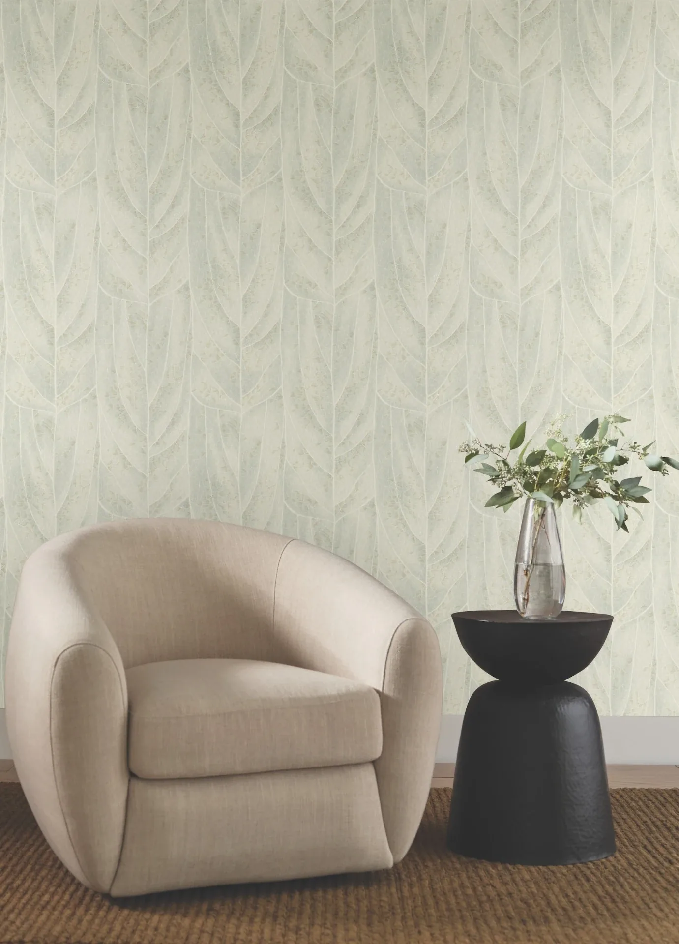 York Designer Series Dicot Light Green Leaf Wallpaper - SKU NT6142