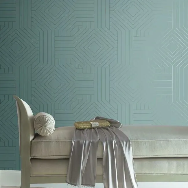 York Designer Series Diverging Diamonds Blue Wallpaper - SKU CI2372