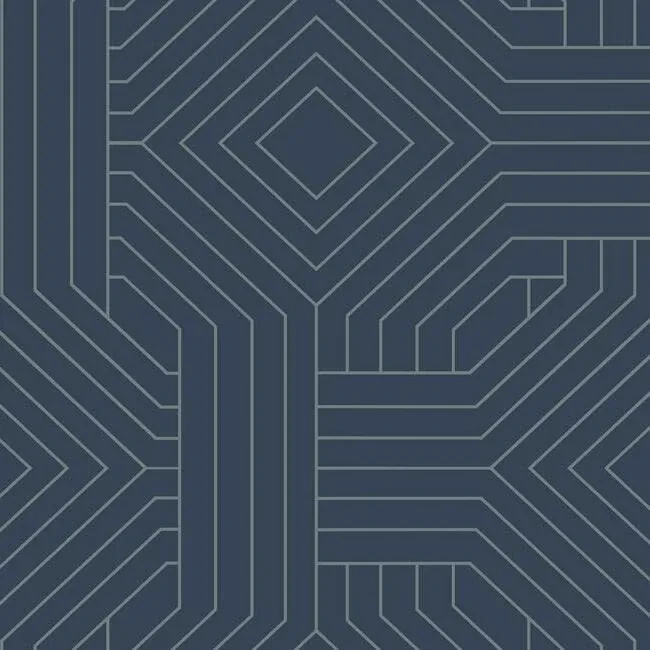 CI2375 | Diverging Diamonds Navy Wallpaper