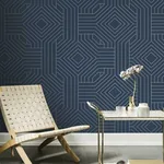 York Designer Series Diverging Diamonds Navy Wallpaper - SKU CI2375