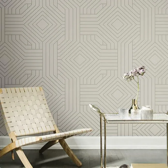 York Designer Series Diverging Diamonds Taupe Wallpaper - SKU CI2377