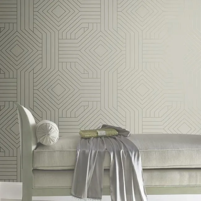 York Designer Series Diverging Diamonds Taupe Wallpaper - SKU CI2377
