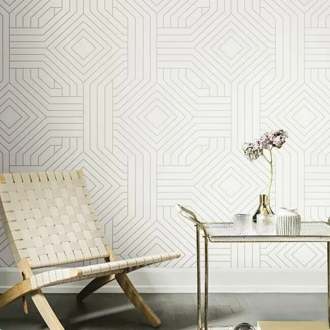 York Designer Series Diverging Diamonds White Wallpaper - SKU CI2374