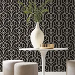 York Designer Series Divine Trellis Black Wallpaper - SKU EV3945