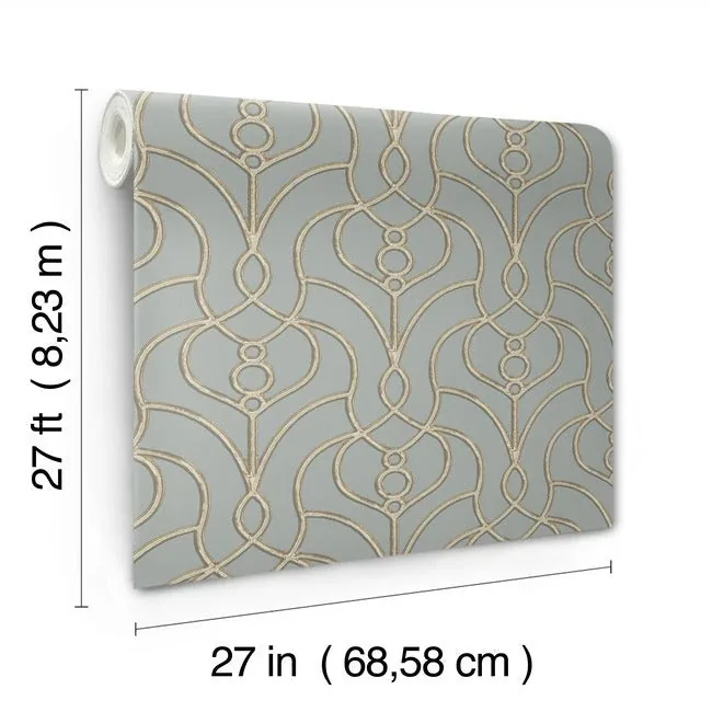 York Designer Series Divine Trellis Dusty Blue Wallpaper - SKU EV3948
