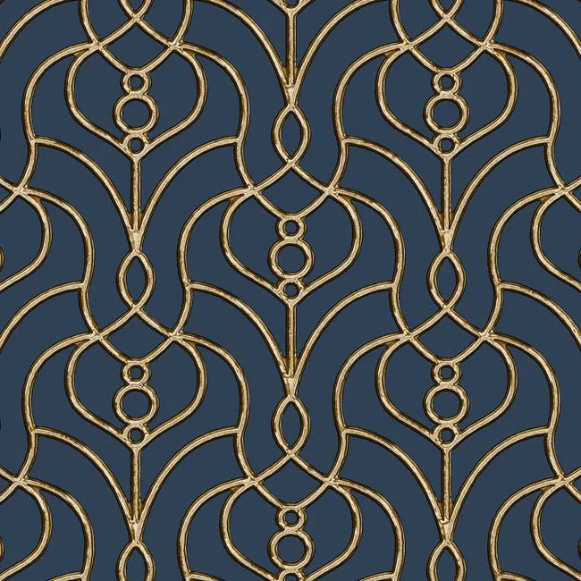 EV3946 | Divine Trellis Navy Wallpaper