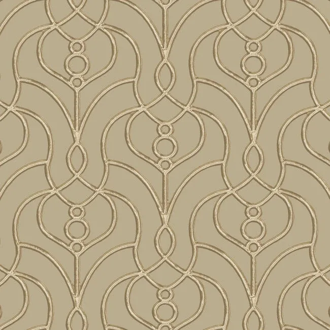 York Designer Series Divine Trellis Taupe Wallpaper - SKU EV3947