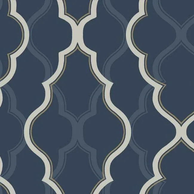 York Designer Series Double Damask Dark Blue Wallpaper - SKU CI2393