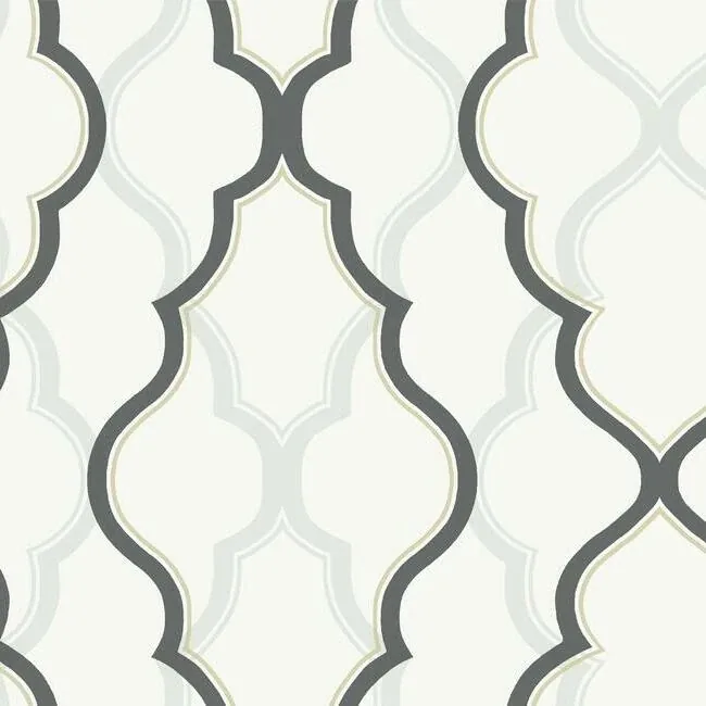York Designer Series Double Damask White & Black Wallpaper - SKU CI2391