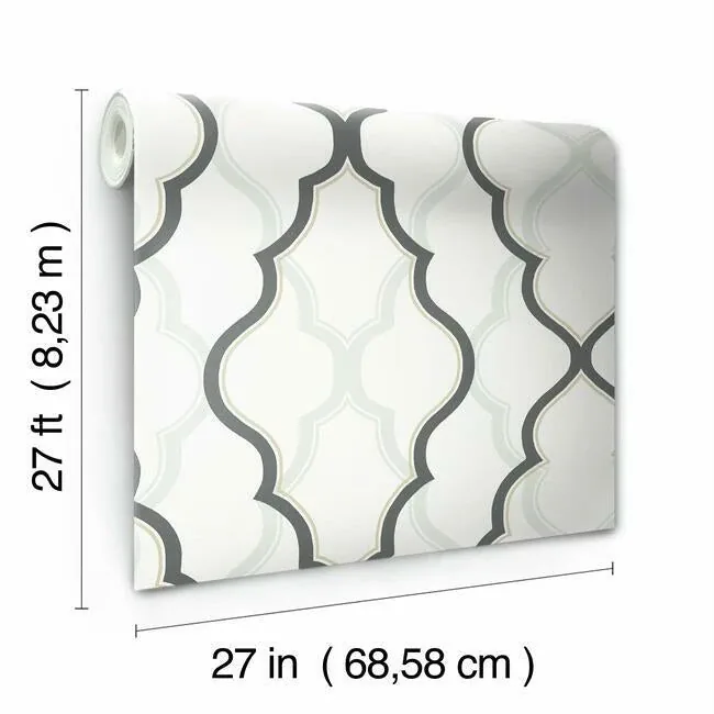 York Designer Series Double Damask White & Black Wallpaper - SKU CI2391
