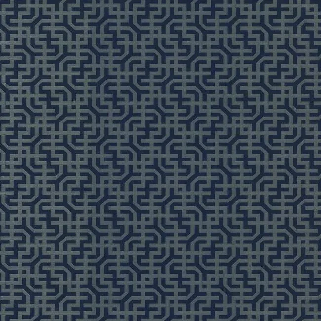 5800 | Dynastic Lattice Navy Wallpaper
