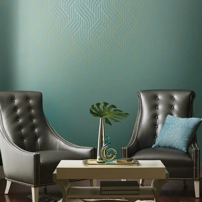 York Designer Series Ebb & Flow Blue & Gold Wallpaper - SKU NW3520