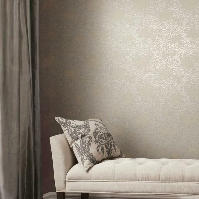 York Designer Series Eclipse Khaki & Silver Wallpaper - SKU NW3599