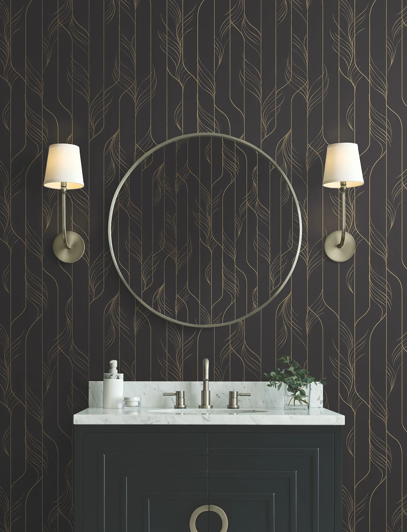 York Designer Series Elemental Thread Black & Gold Wallpaper - SKU DF3305