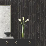 York Designer Series Elemental Thread Black & Gold Wallpaper - SKU DF3305