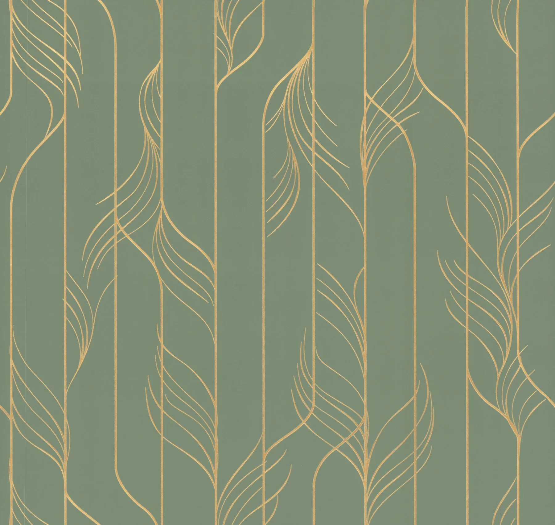 DF3306 | Elemental Thread Green & Gold Wallpaper